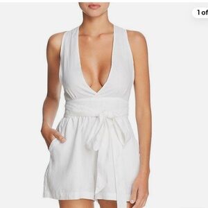 Onia White Linen crossover romper